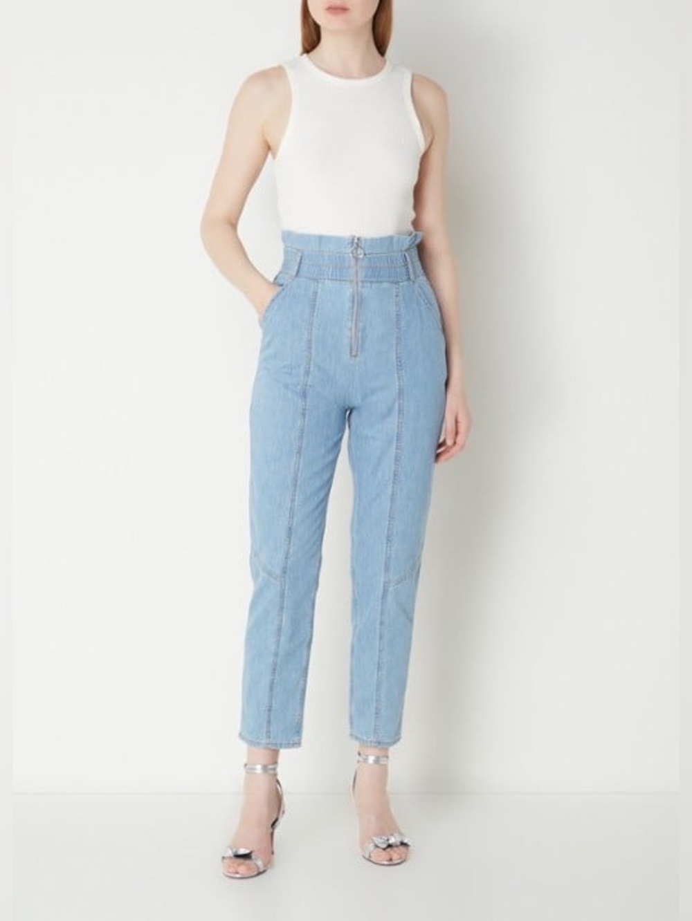Ba&sh Lony high waist tapered Leg jeans with zipper detail Size 36 / 4
